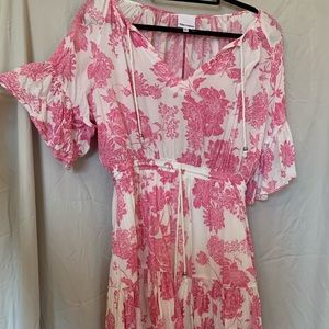 Skylar+Madison Pink and White Floral Pattern Dress